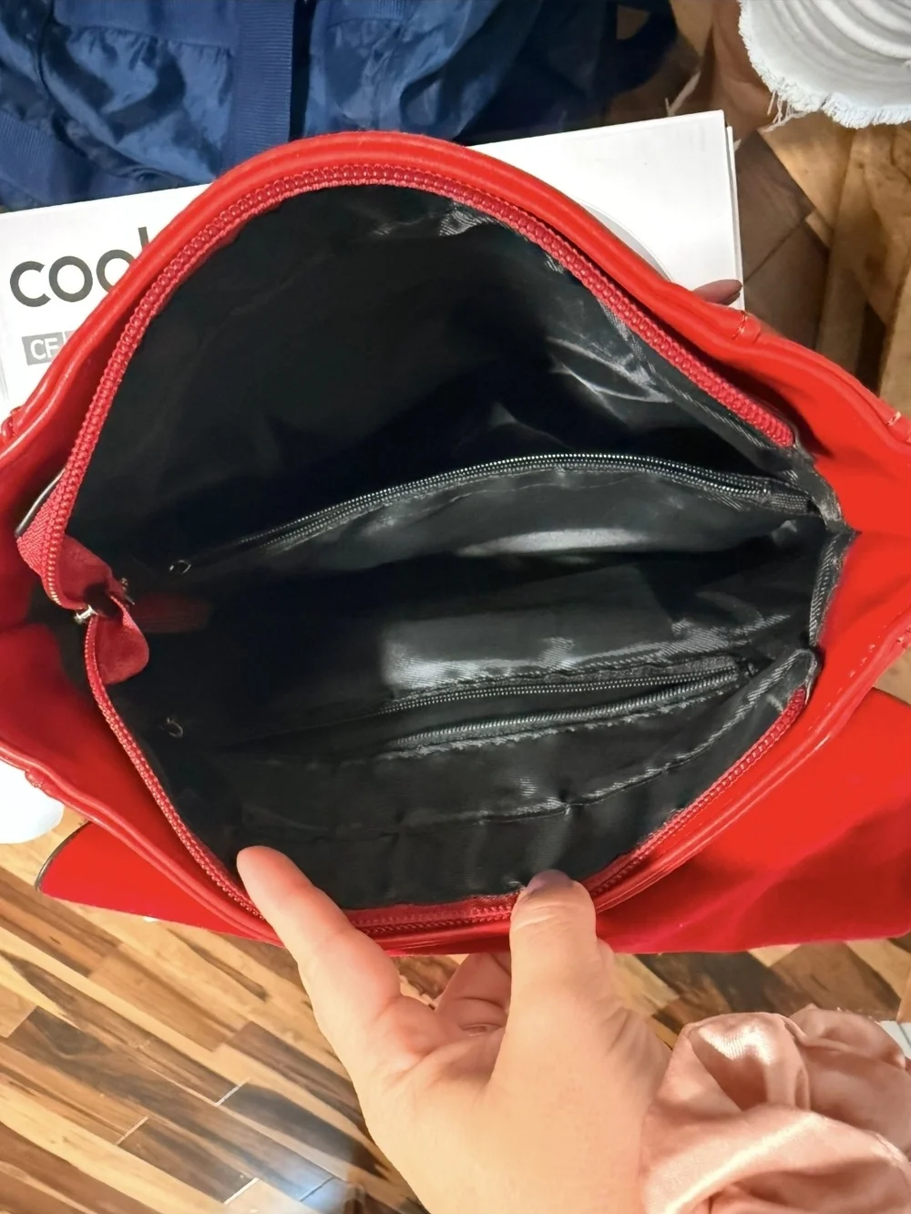 Sleek Red Women's Leather Backpack